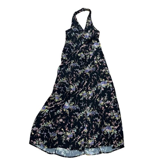 ROLLA'S Halter Button Down Black Dark Floral Maxi Dress - Picture 2 of 10